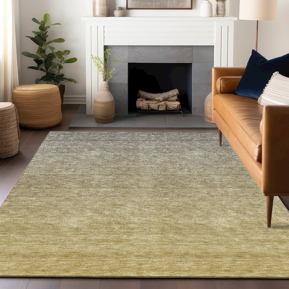 Premium Machine Washable Mayfield AMF833 Gold 2'6" x 3'10" Rug. Picture 6