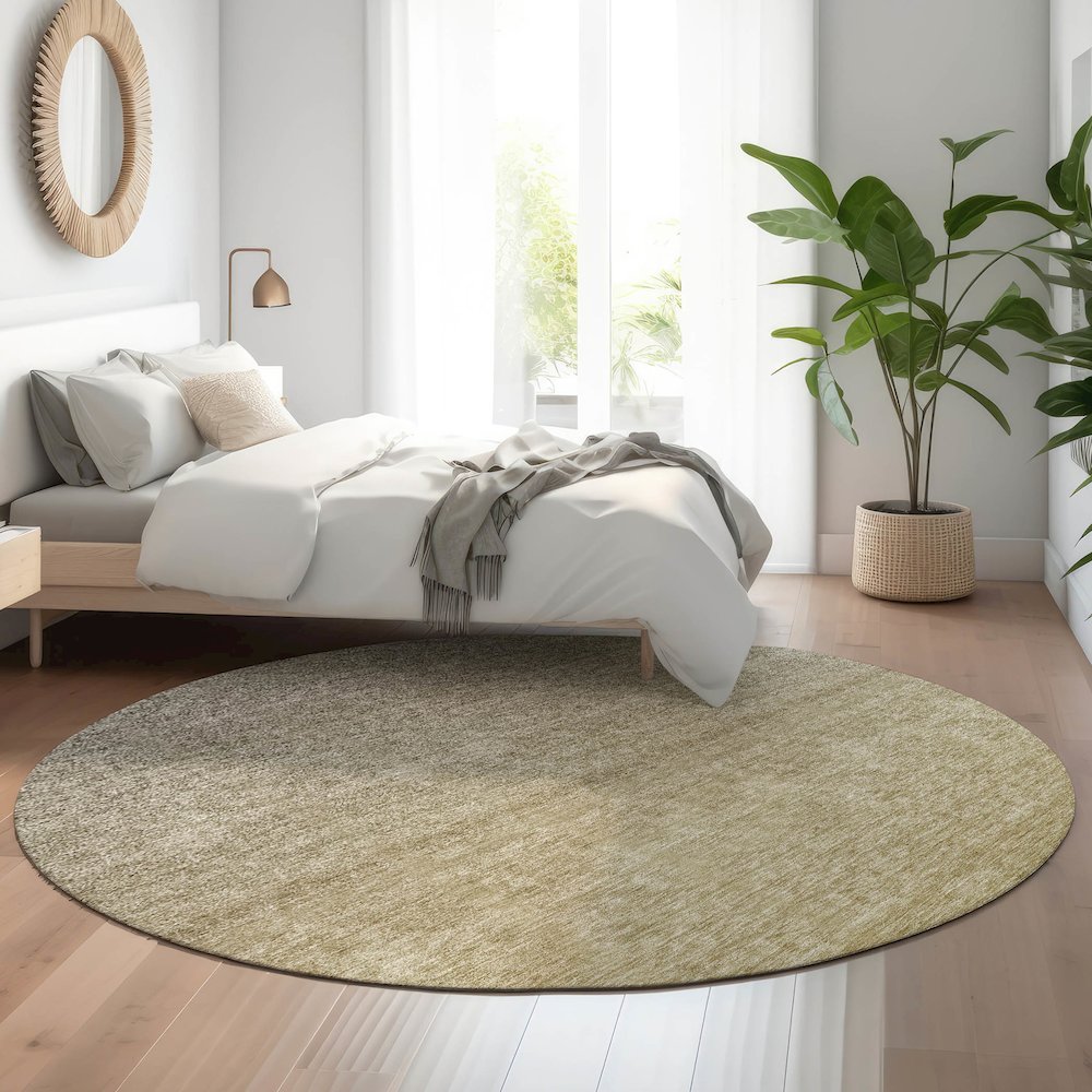 Premium Machine Washable Mayfield AMF833 Gold 8' x 8' Round Rug. Picture 5