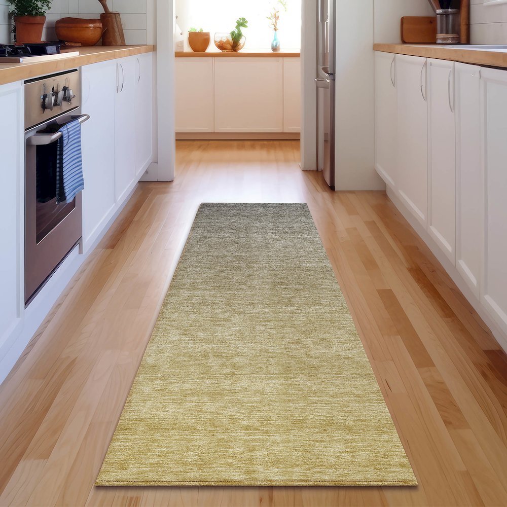 Premium Machine Washable Mayfield AMF833 Gold 2'3" x 7'6" Runner Rug. Picture 5