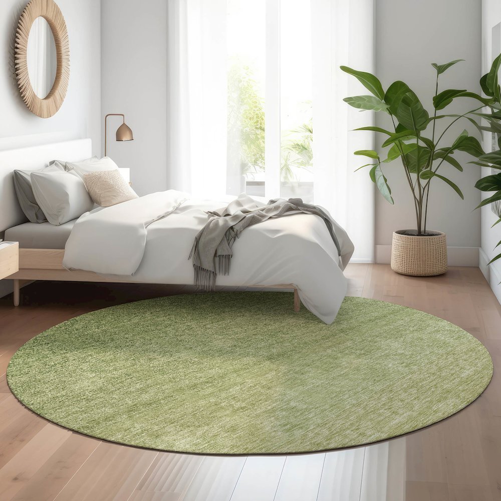 Premium Machine Washable Mayfield AMF833 Green 8' x 8' Round Rug. Picture 5