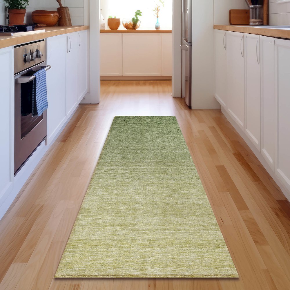 Premium Machine Washable Mayfield AMF833 Green 2'3" x 7'6" Runner Rug. Picture 5