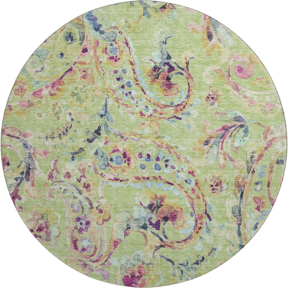 Premium Machine Washable Mayfield AMF834 Aloe 8' x 8' Round Rug. Picture 1