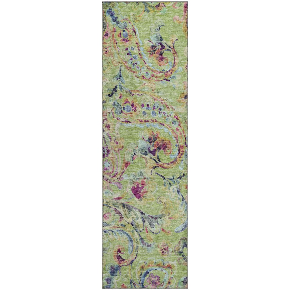 Premium Machine Washable Mayfield AMF834 Aloe 2'3" x 7'6" Runner Rug. Picture 1