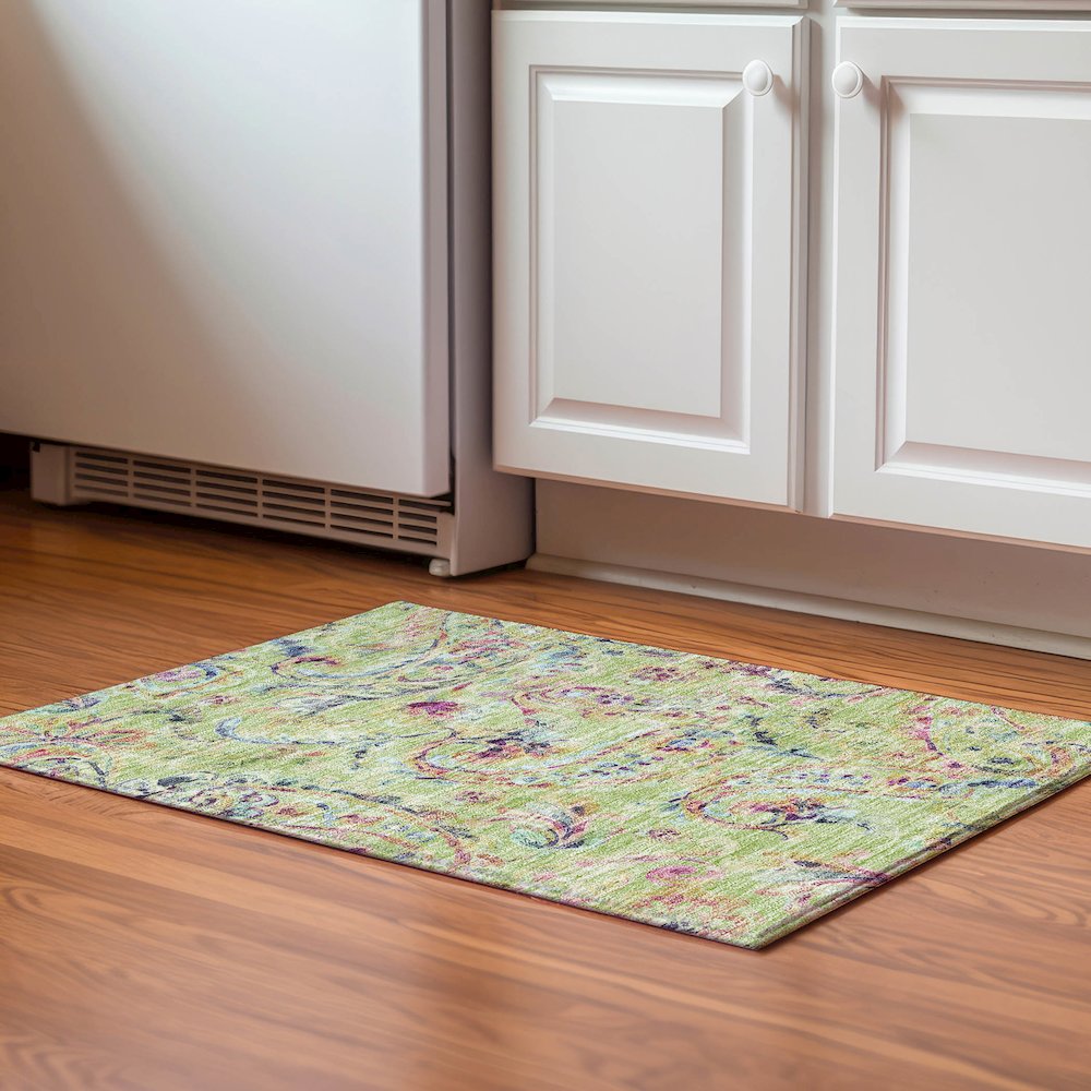 Premium Machine Washable Mayfield AMF834 Aloe 1'8" x 2'6" Rug. Picture 5