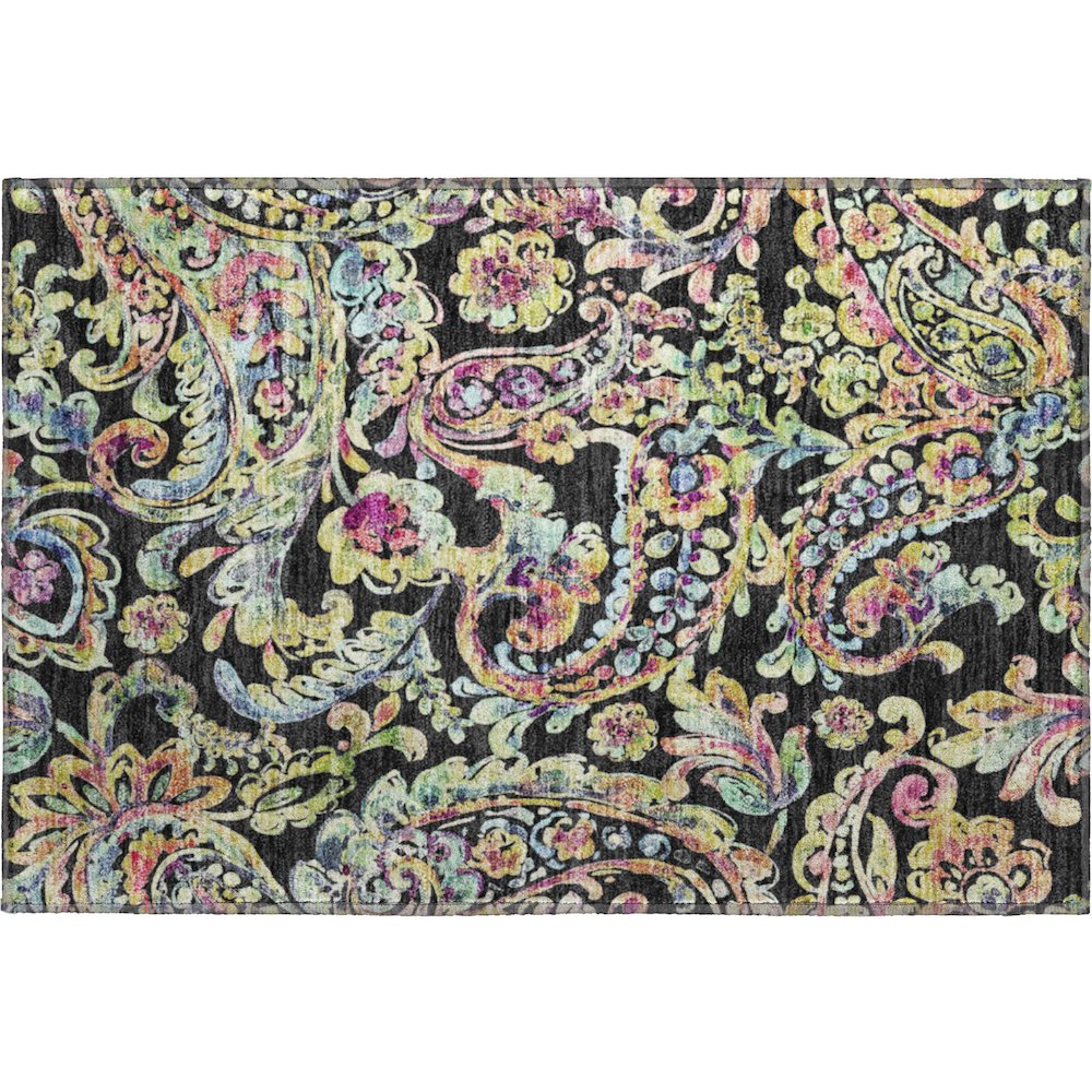 Premium Machine Washable Mayfield AMF834 Black 1'8" x 2'6" Rug. Picture 1