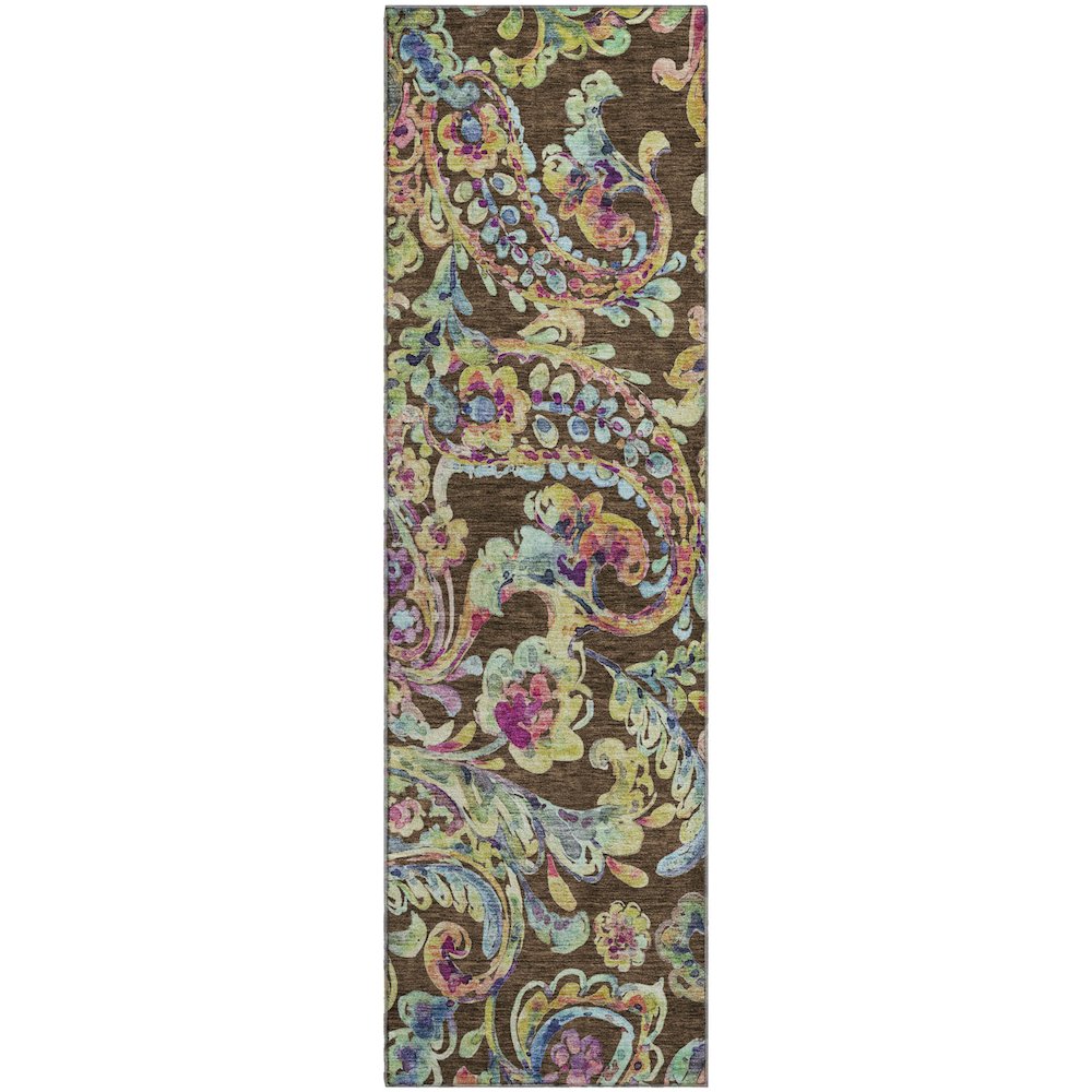 Premium Machine Washable Mayfield AMF834 Chocolate 2'3" x 7'6" Runner Rug. Picture 1