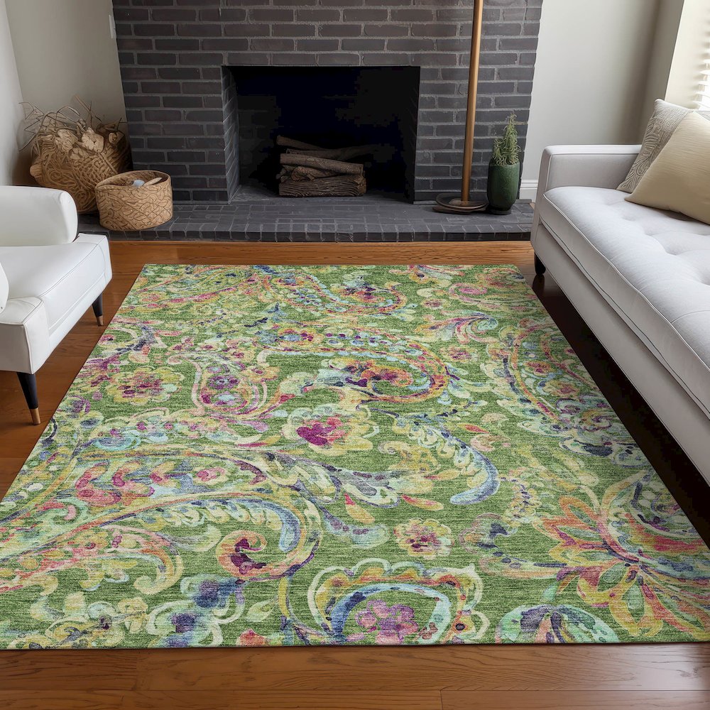 Premium Machine Washable Mayfield AMF834 Fern 2'6" x 3'10" Rug. Picture 5