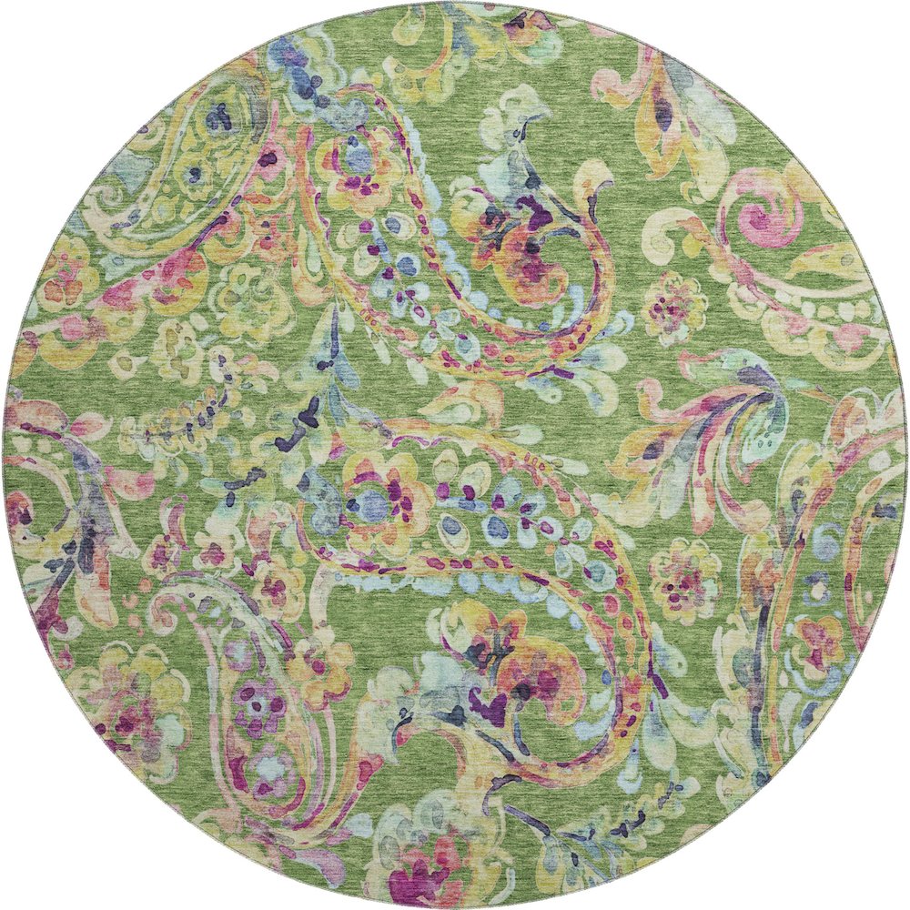 Premium Machine Washable Mayfield AMF834 Fern 8' x 8' Round Rug. Picture 1