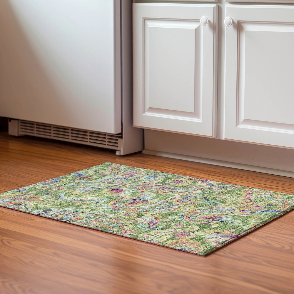 Premium Machine Washable Mayfield AMF834 Fern 1'8" x 2'6" Rug. Picture 5