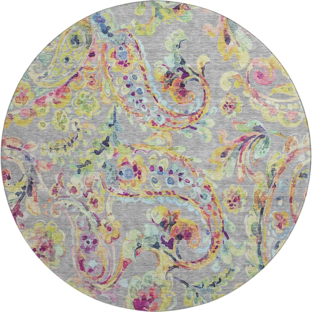Premium Machine Washable Mayfield AMF834 Gray 8' x 8' Round Rug. Picture 1