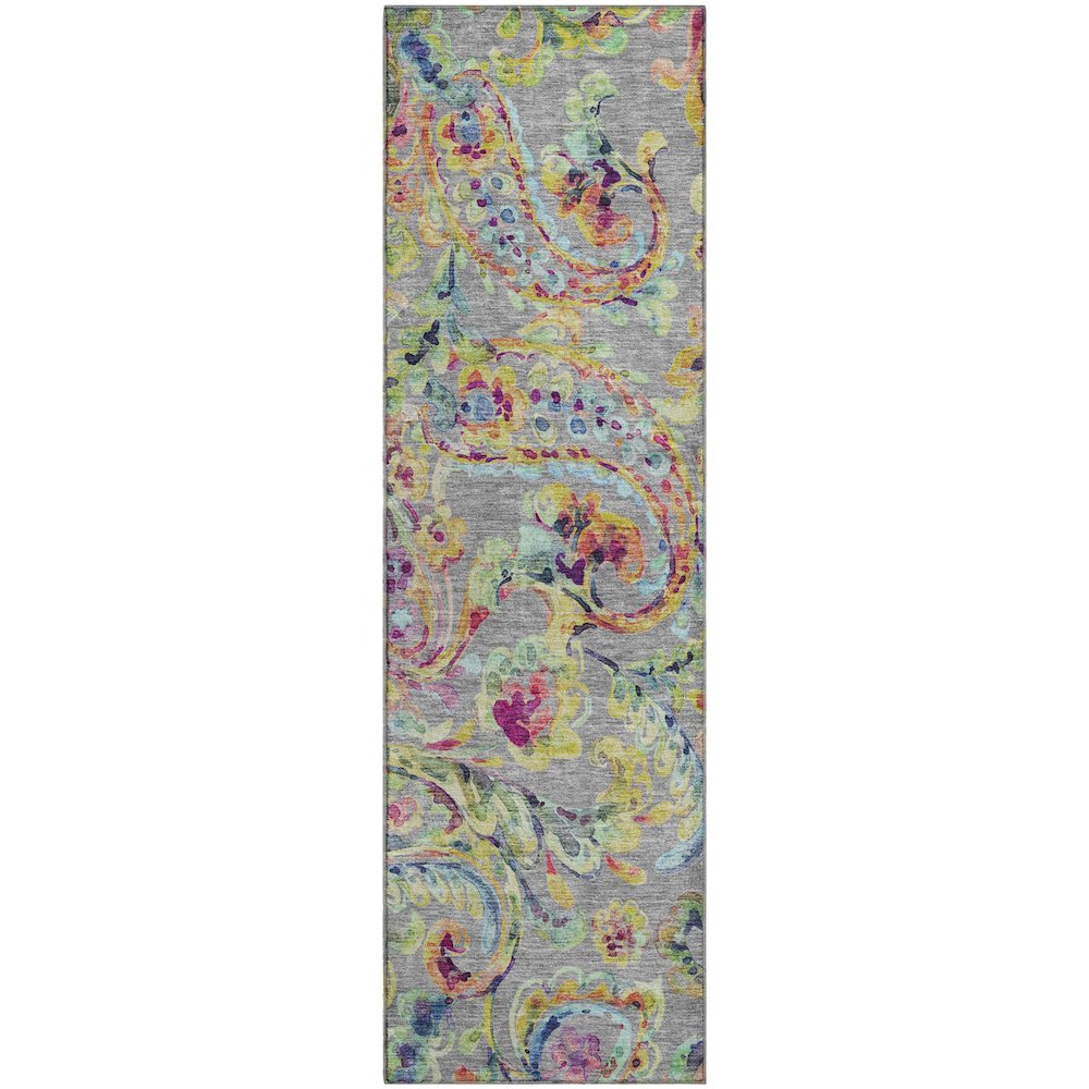 Premium Machine Washable Mayfield AMF834 Gray 2'3" x 7'6" Runner Rug. Picture 1