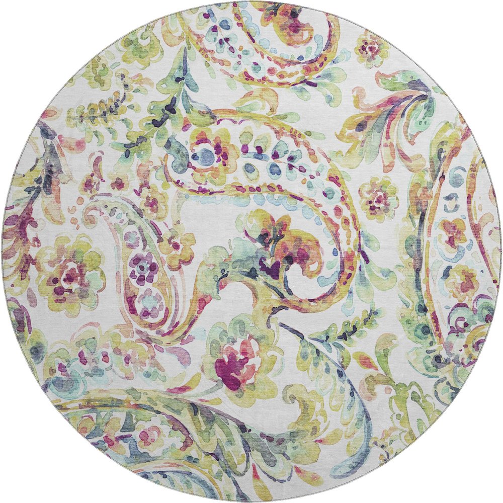 Premium Machine Washable Mayfield AMF834 Ivory 8' x 8' Round Rug. Picture 1