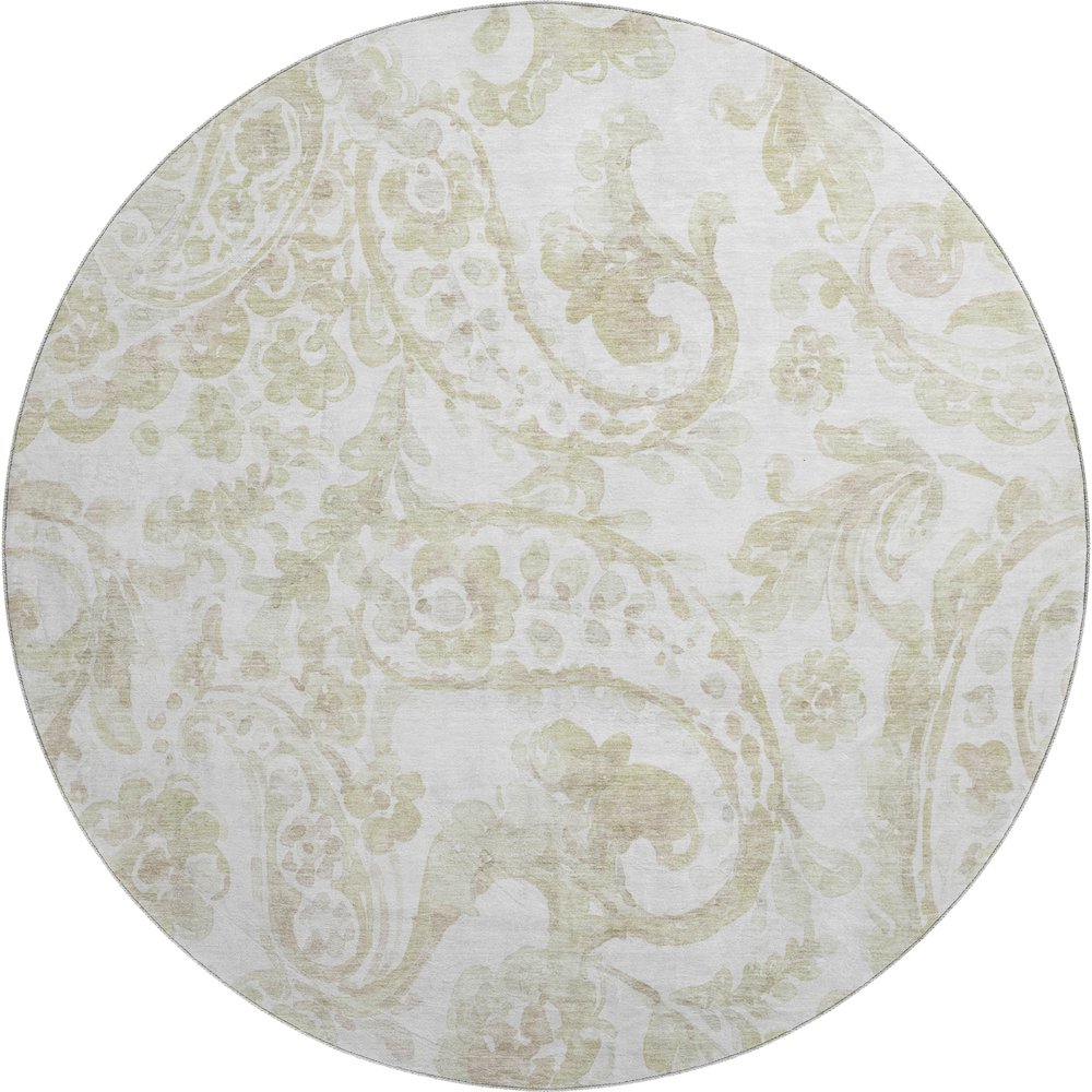 Premium Machine Washable Mayfield AMF835 Beige 8' x 8' Round Rug. Picture 1