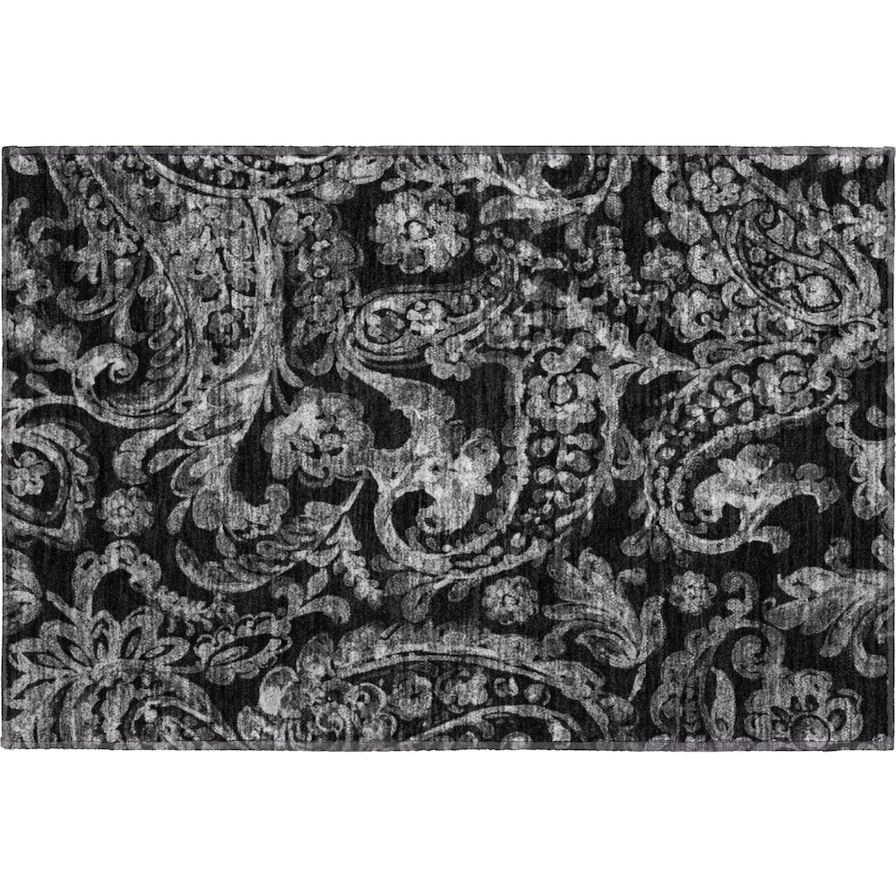 Premium Machine Washable Mayfield AMF835 Black 1'8" x 2'6" Rug. Picture 1