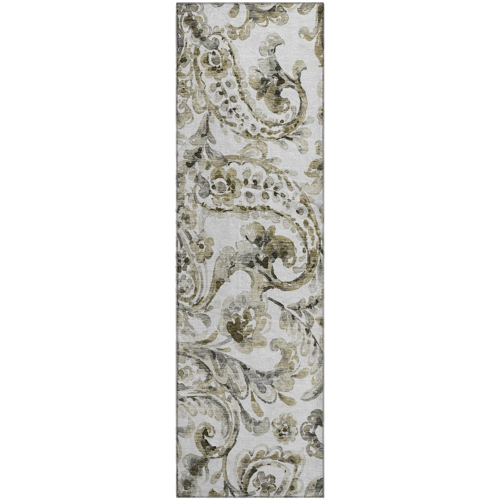 Premium Machine Washable Mayfield AMF835 Brown 2'3" x 7'6" Runner Rug. Picture 1