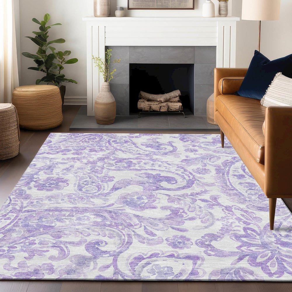 Premium Machine Washable Mayfield AMF835 Lavender 2'6" x 3'10" Rug. Picture 6