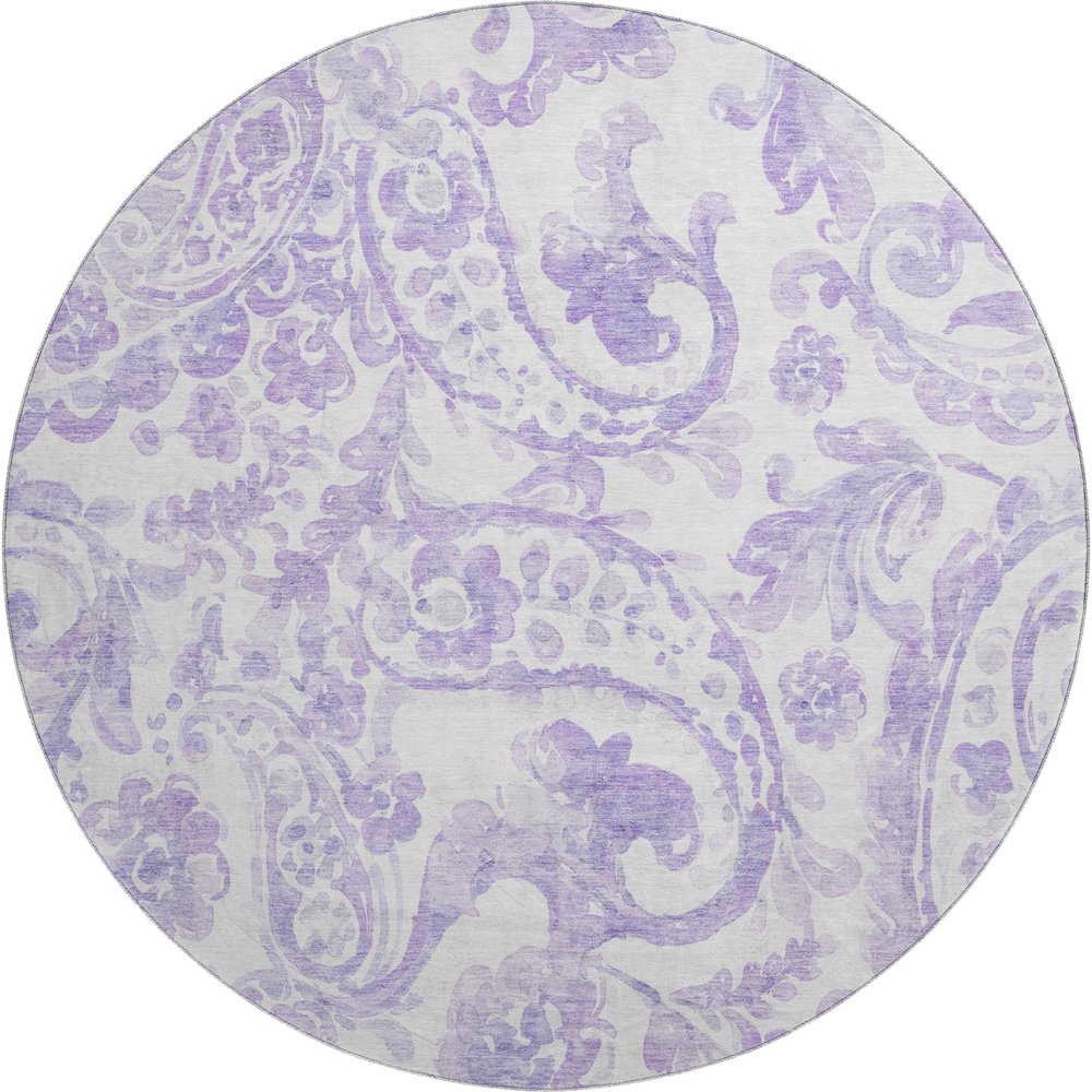 Premium Machine Washable Mayfield AMF835 Lavender 8' x 8' Round Rug. Picture 1