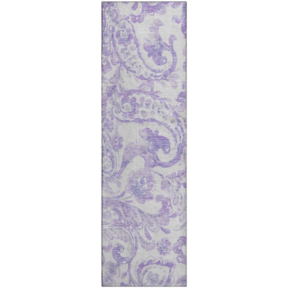 Premium Machine Washable Mayfield AMF835 Lavender 2'3" x 7'6" Runner Rug. Picture 1
