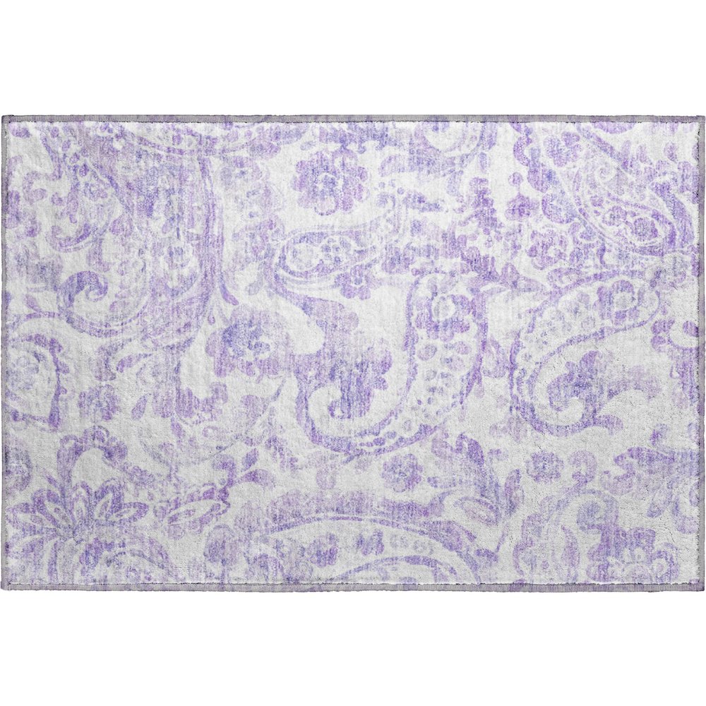 Premium Machine Washable Mayfield AMF835 Lavender 1'8" x 2'6" Rug. Picture 1
