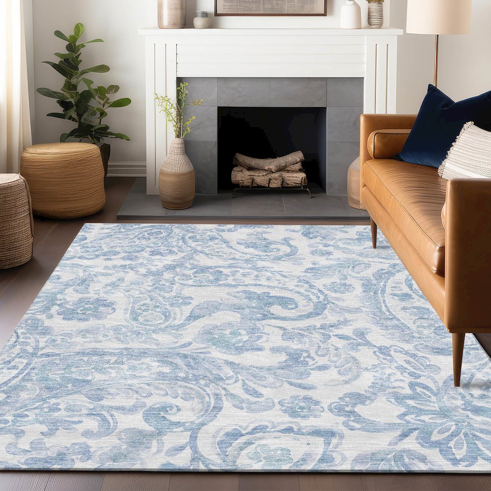 Premium Machine Washable Mayfield AMF835 Sky 2'6" x 3'10" Rug. Picture 6