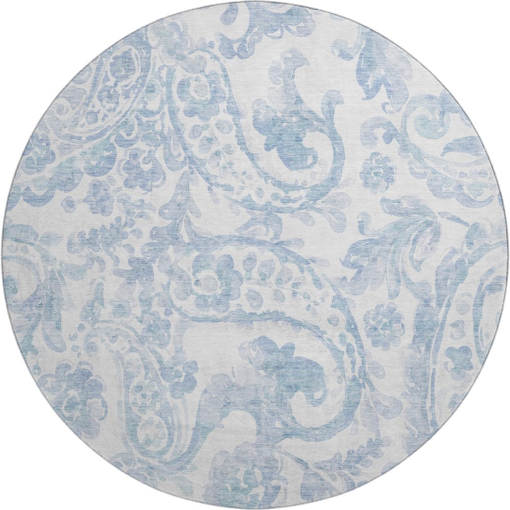 Premium Machine Washable Mayfield AMF835 Sky 8' x 8' Round Rug. Picture 1