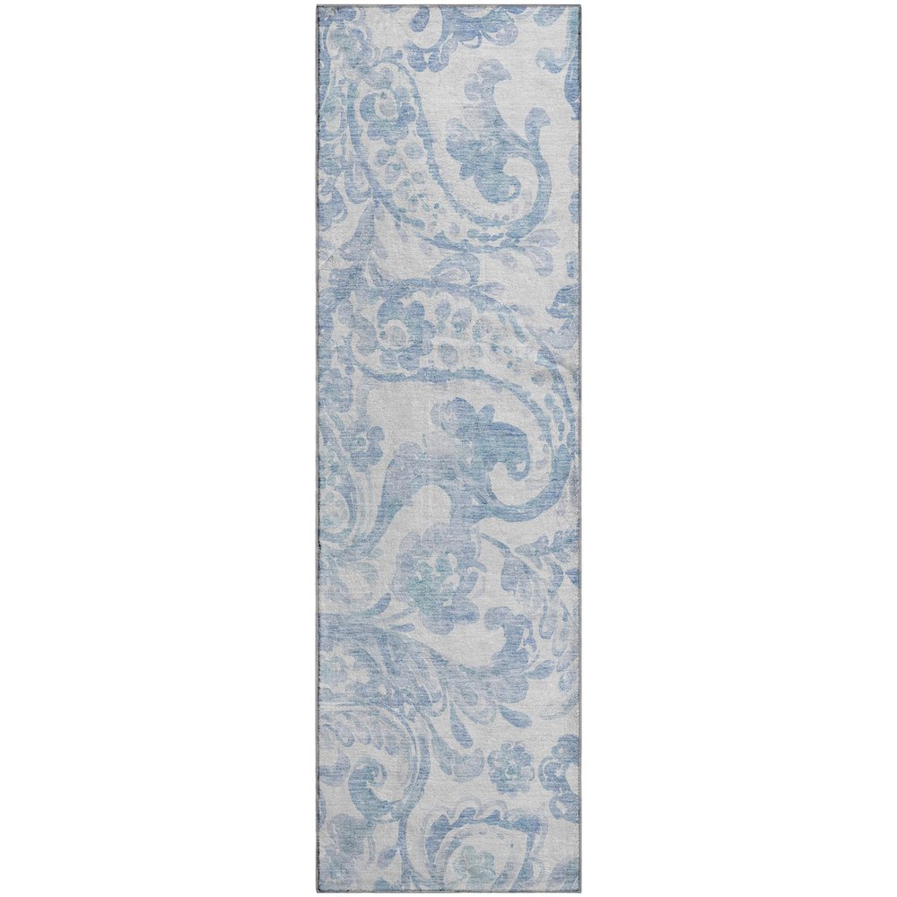 Premium Machine Washable Mayfield AMF835 Sky 2'3" x 7'6" Runner Rug. Picture 1