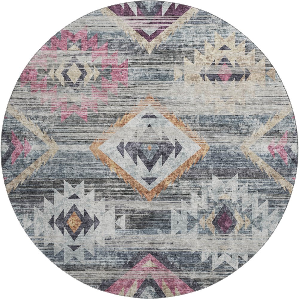 Premium Machine Washable Mayfield AMF836 Gray 8' x 8' Round Rug. Picture 1