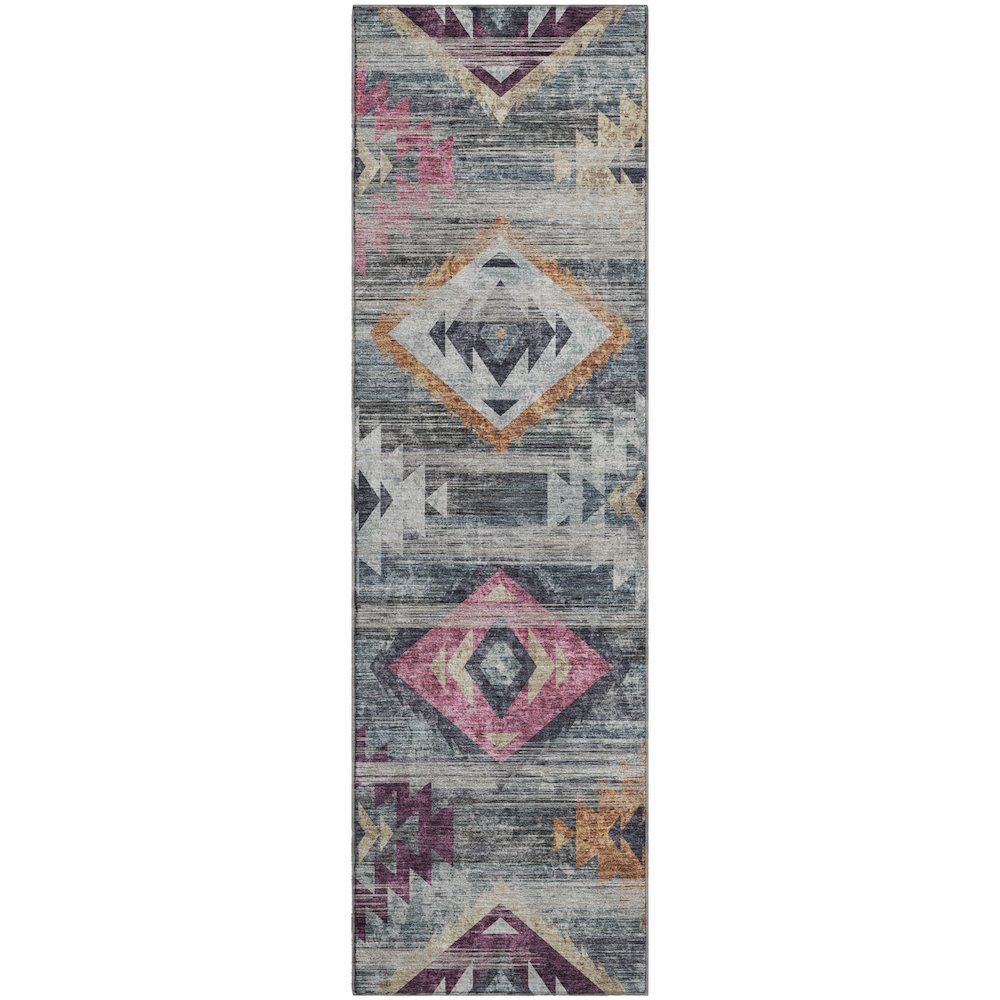 Premium Machine Washable Mayfield AMF836 Gray 2'3" x 7'6" Runner Rug. Picture 1