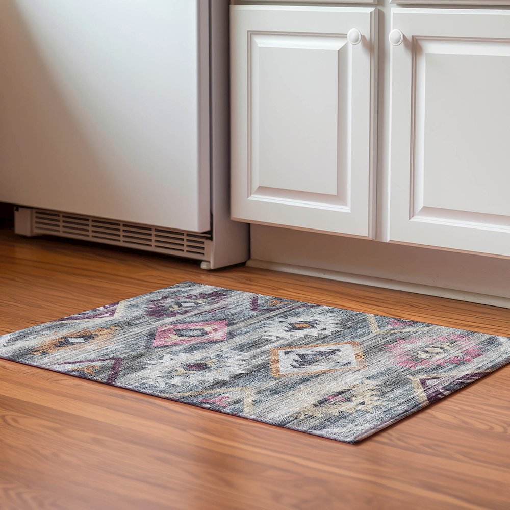 Premium Machine Washable Mayfield AMF836 Gray 1'8" x 2'6" Rug. Picture 5