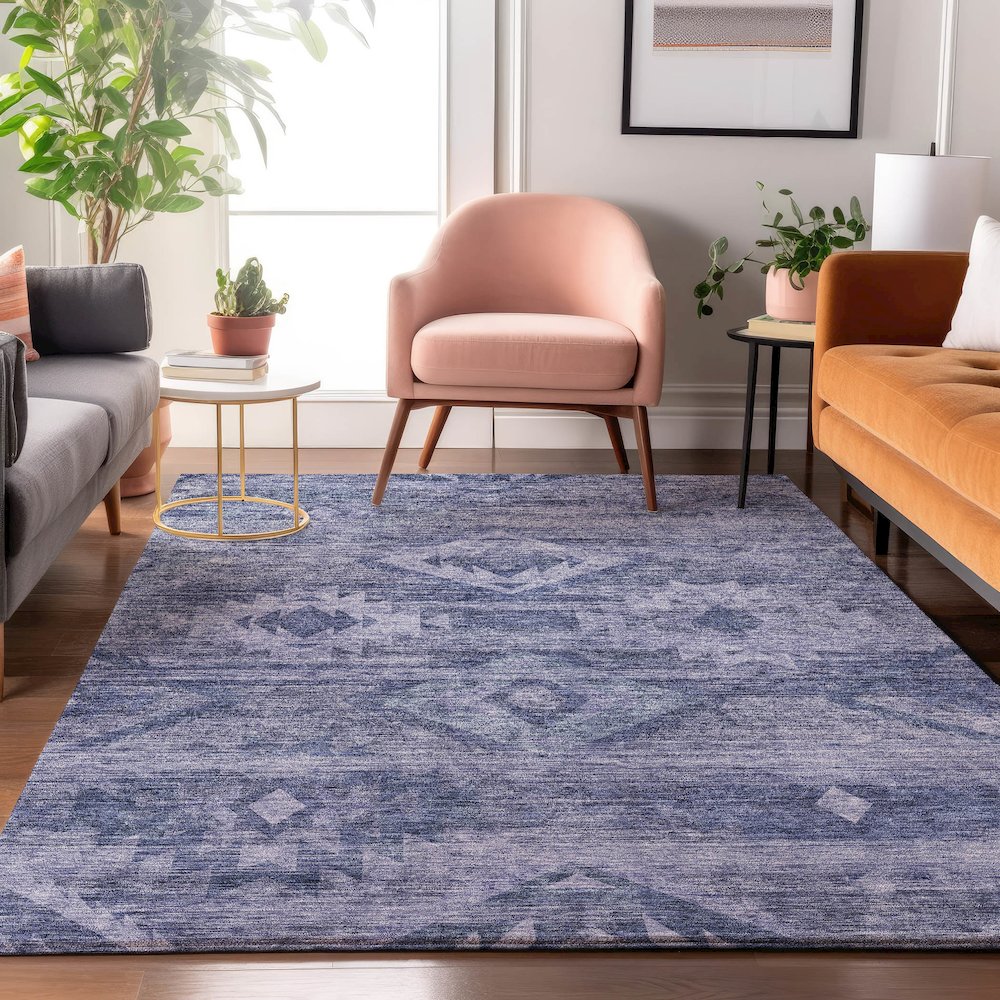 Premium Machine Washable Mayfield AMF837 Navy 2'6" x 3'10" Rug. Picture 5