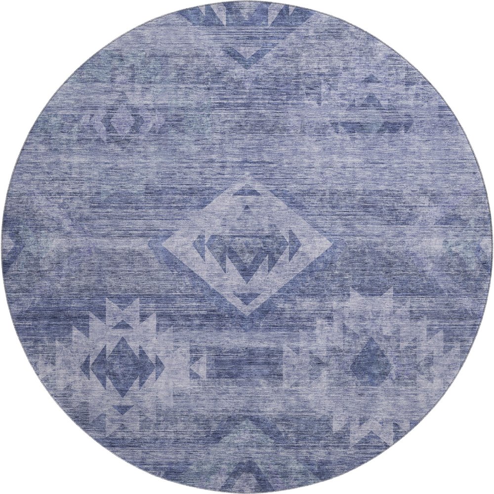 Premium Machine Washable Mayfield AMF837 Navy 8' x 8' Round Rug. Picture 1