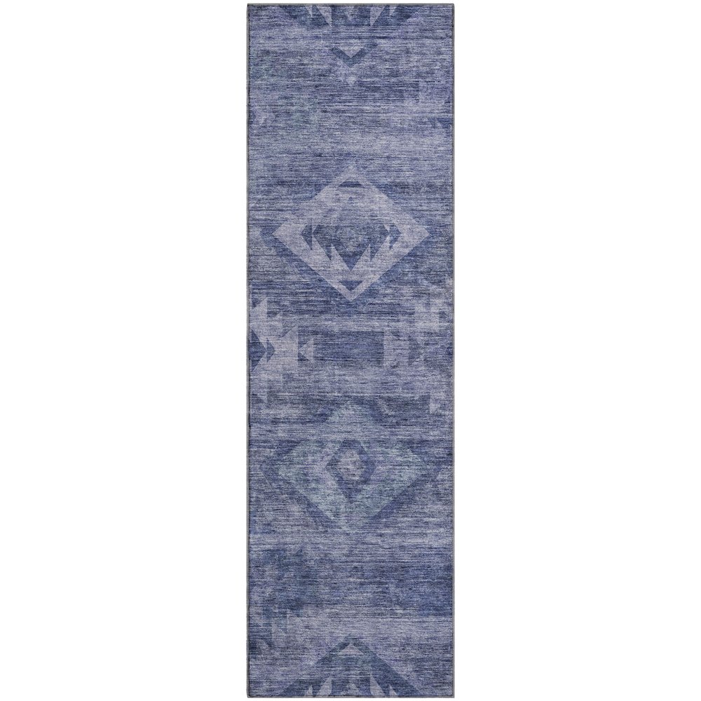 Premium Machine Washable Mayfield AMF837 Navy 2'3" x 7'6" Runner Rug. Picture 1