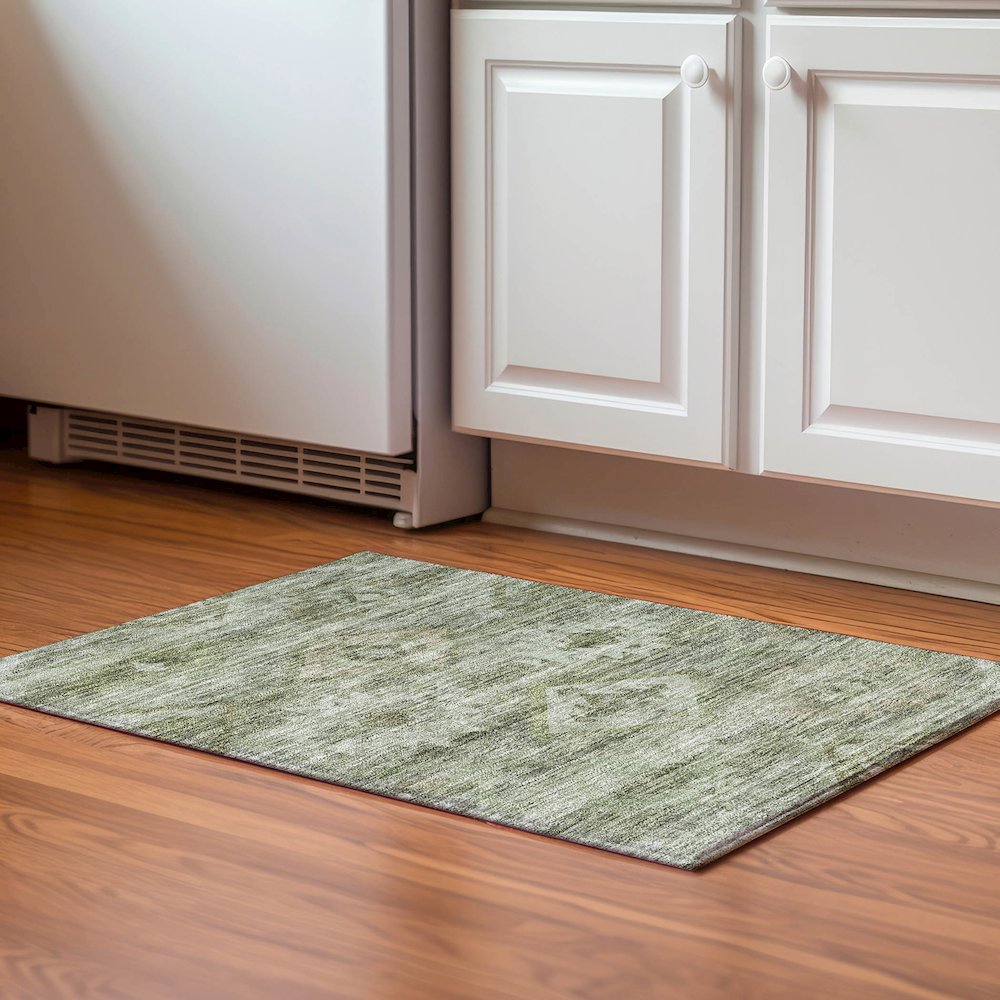 Premium Machine Washable Mayfield AMF837 Olive 1'8" x 2'6" Rug. Picture 5