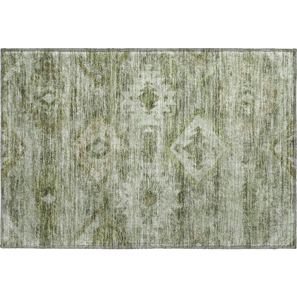 Premium Machine Washable Mayfield AMF837 Olive 1'8" x 2'6" Rug. Picture 1