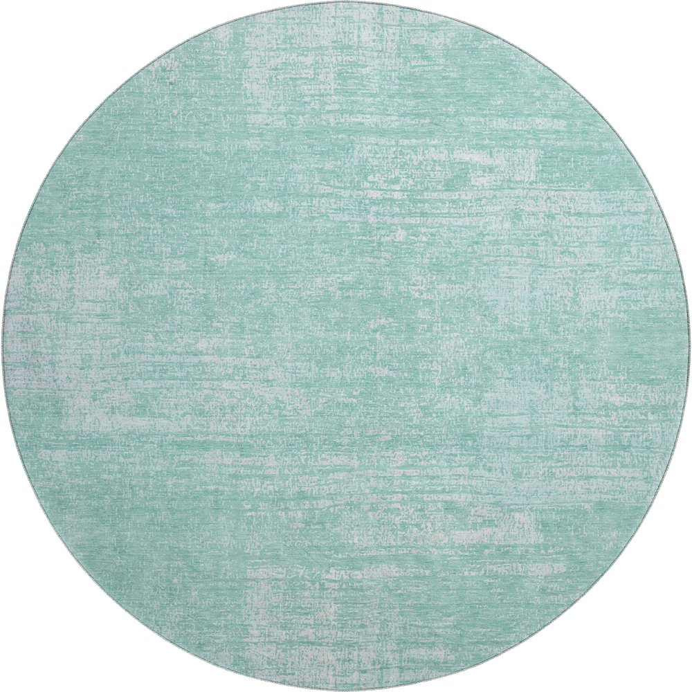 Premium Machine Washable Mayfield AMF839 Turquoise 8' x 8' Round Rug. Picture 1