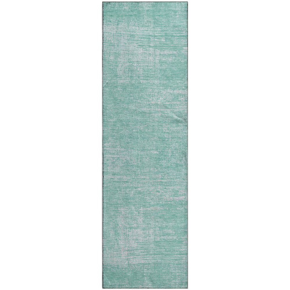 Premium Machine Washable Mayfield AMF839 Turquoise 2'3" x 7'6" Runner Rug. Picture 1