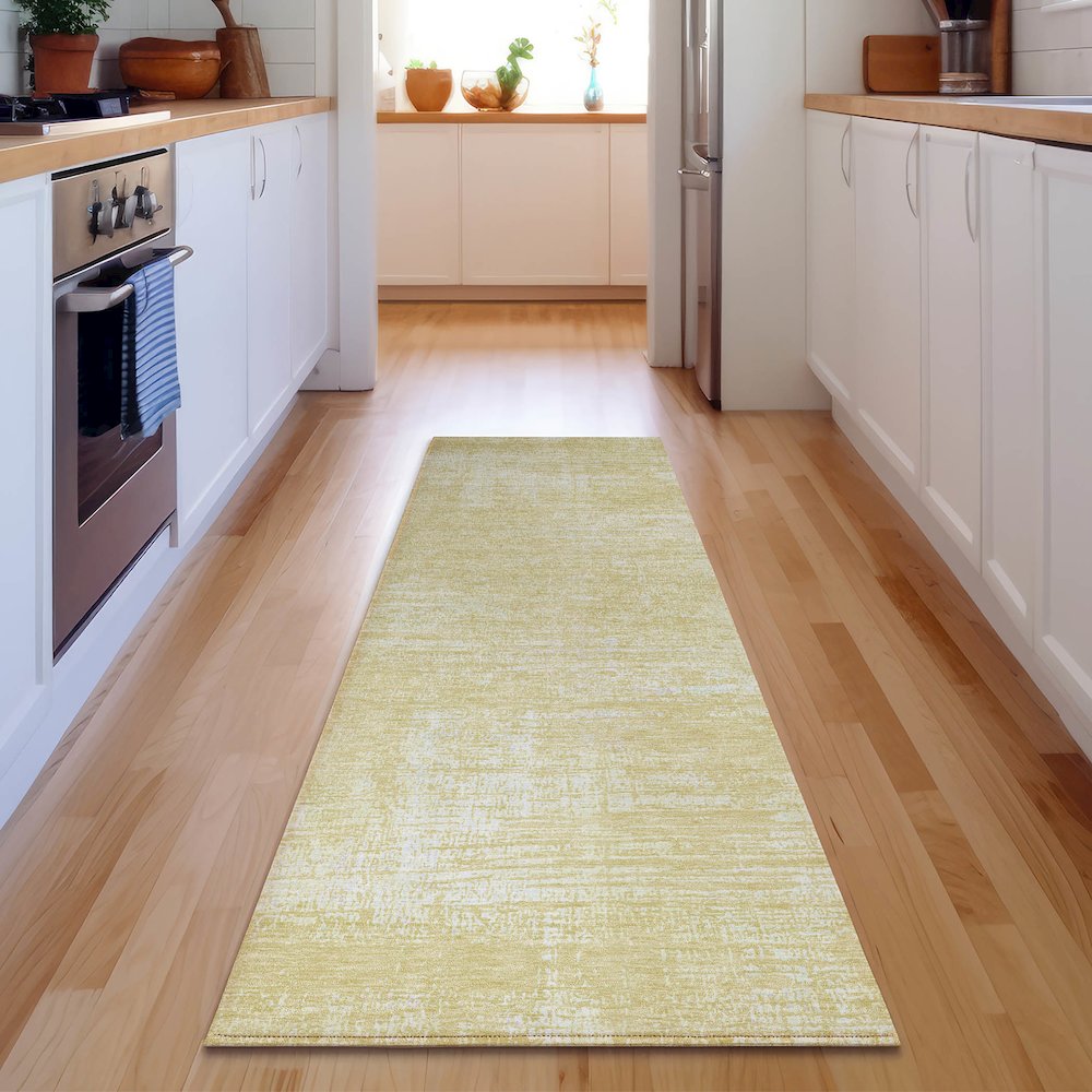 Premium Machine Washable Mayfield AMF839 Wheat 2'3" x 7'6" Runner Rug. Picture 5