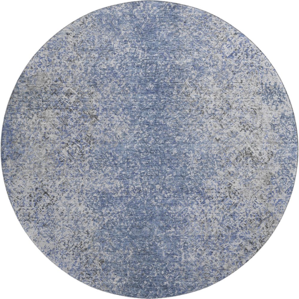 Premium Machine Washable Mayfield AMF840 Blue 8' x 8' Round Rug. Picture 1