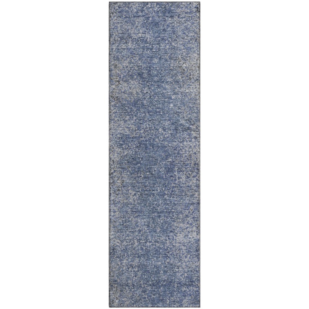 Premium Machine Washable Mayfield AMF840 Blue 2'3" x 7'6" Runner Rug. Picture 1