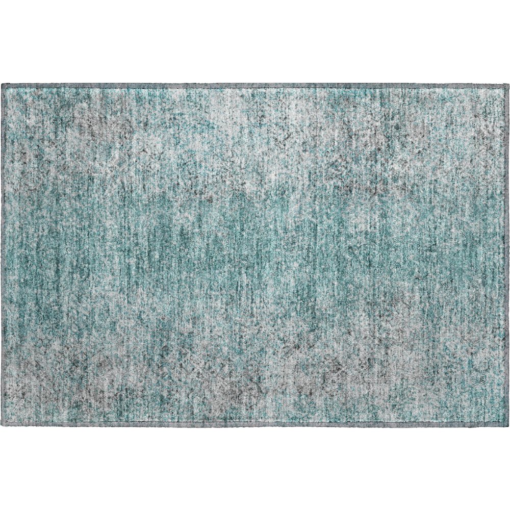 Premium Machine Washable Mayfield AMF840 Teal 1'8" x 2'6" Rug. Picture 1
