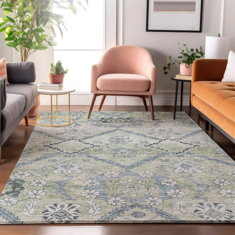 Premium Machine Washable Mayfield AMF841 Aloe 2'6" x 3'10" Rug. Picture 5