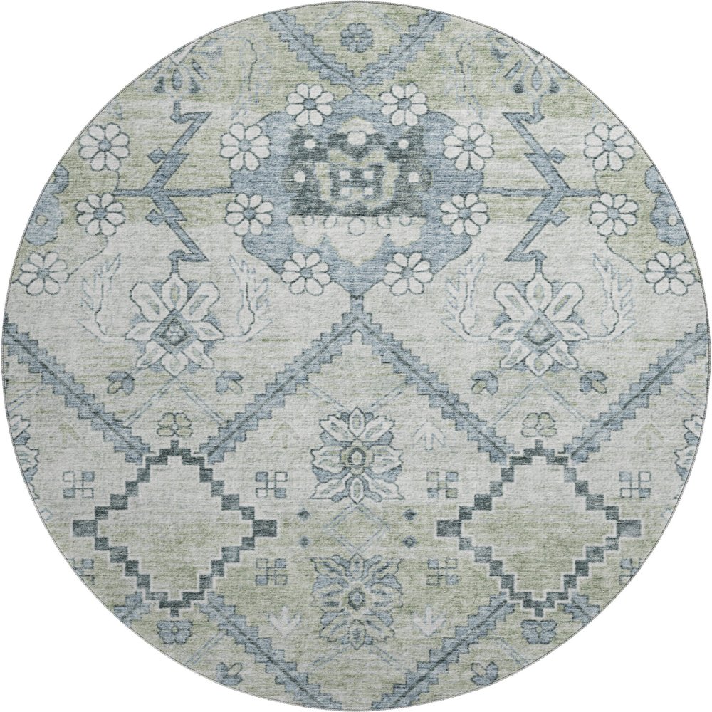 Premium Machine Washable Mayfield AMF841 Aloe 8' x 8' Round Rug. Picture 1