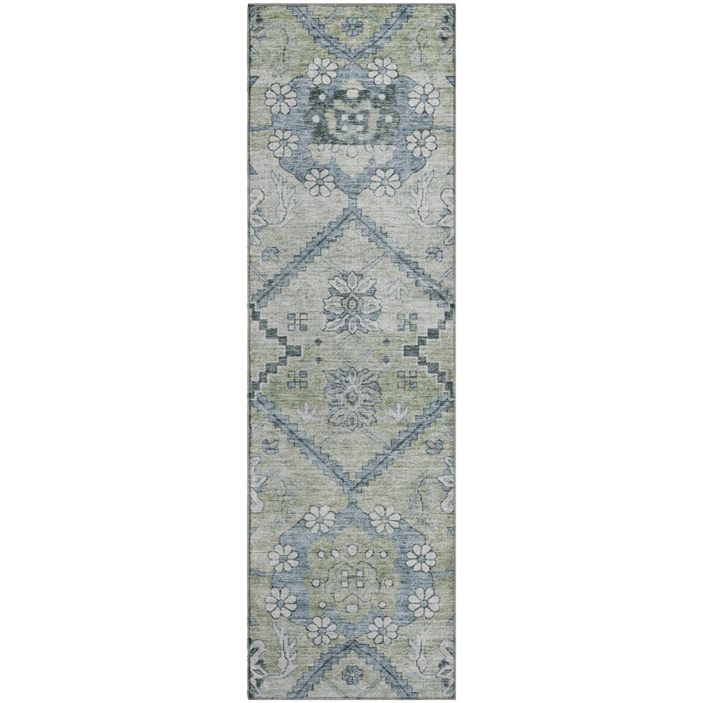 Premium Machine Washable Mayfield AMF841 Aloe 2'3" x 7'6" Runner Rug. Picture 1