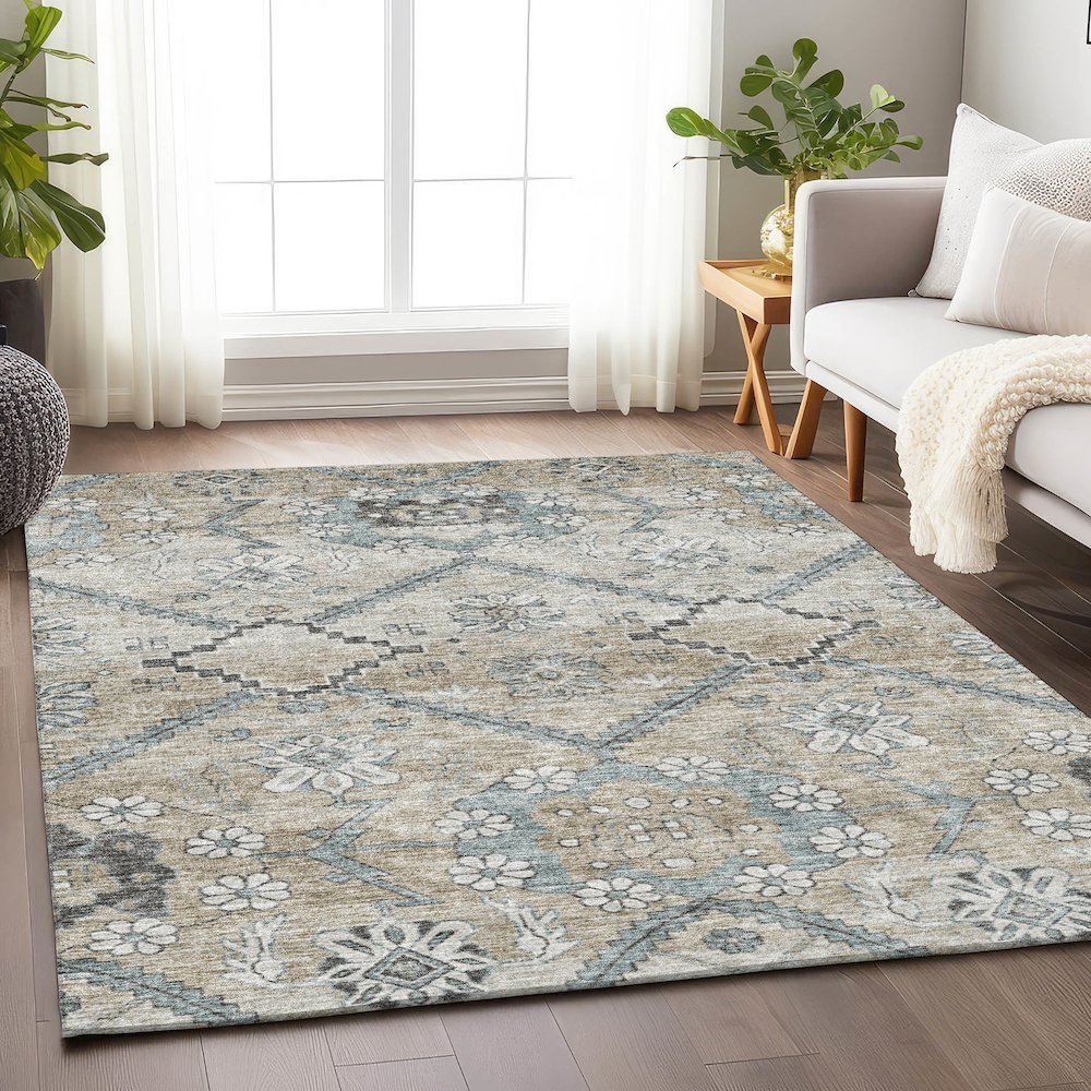 Premium Machine Washable Mayfield AMF841 Beige 2'6" x 3'10" Rug. Picture 6