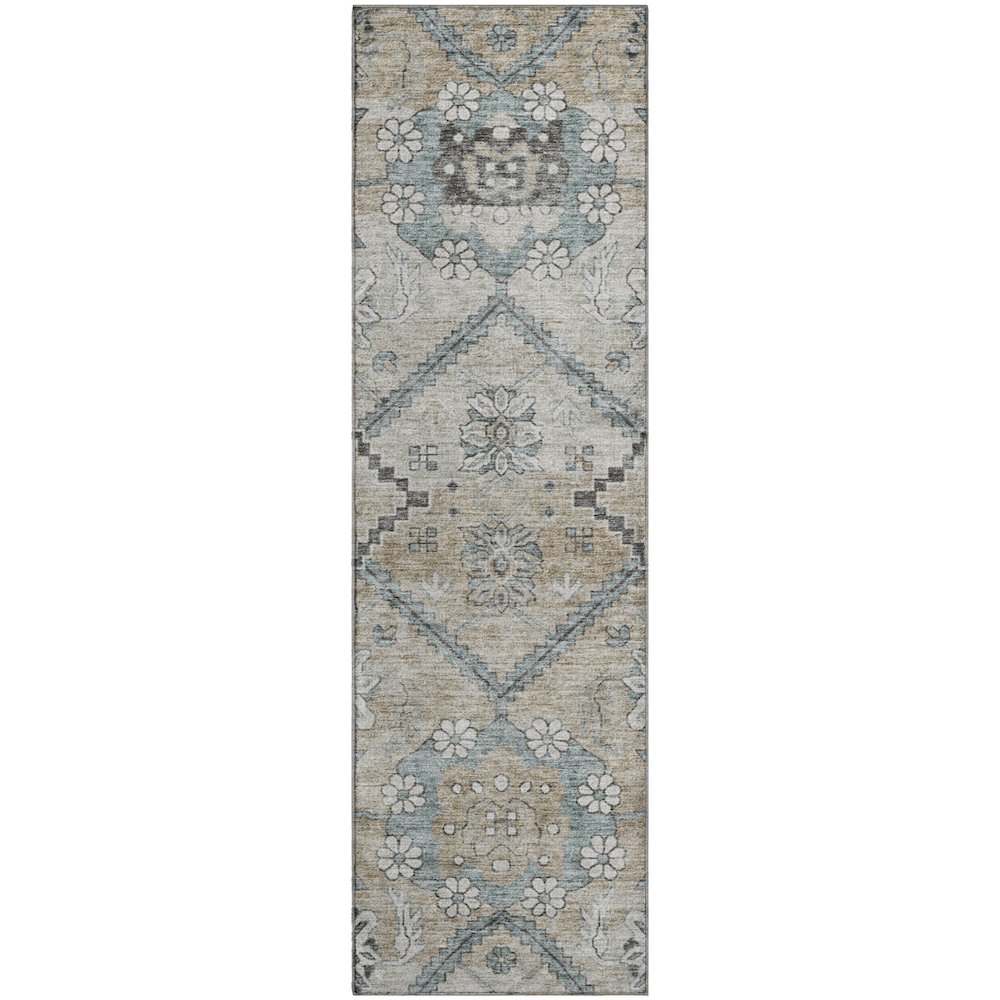 Premium Machine Washable Mayfield AMF841 Beige 2'3" x 7'6" Runner Rug. Picture 1