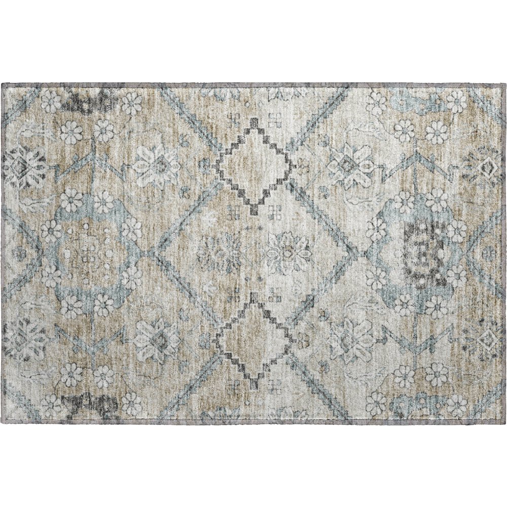 Premium Machine Washable Mayfield AMF841 Beige 1'8" x 2'6" Rug. Picture 1