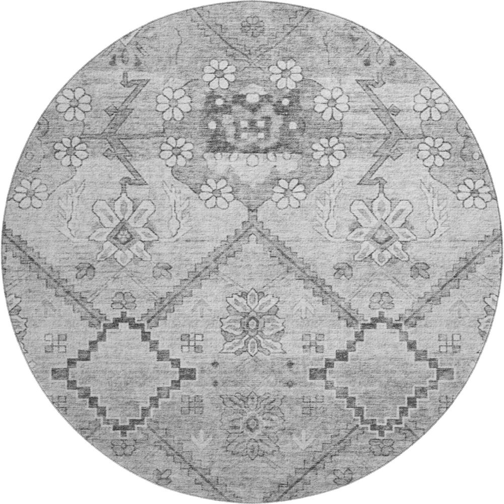 Premium Machine Washable Mayfield AMF841 Gray 8' x 8' Round Rug. Picture 1