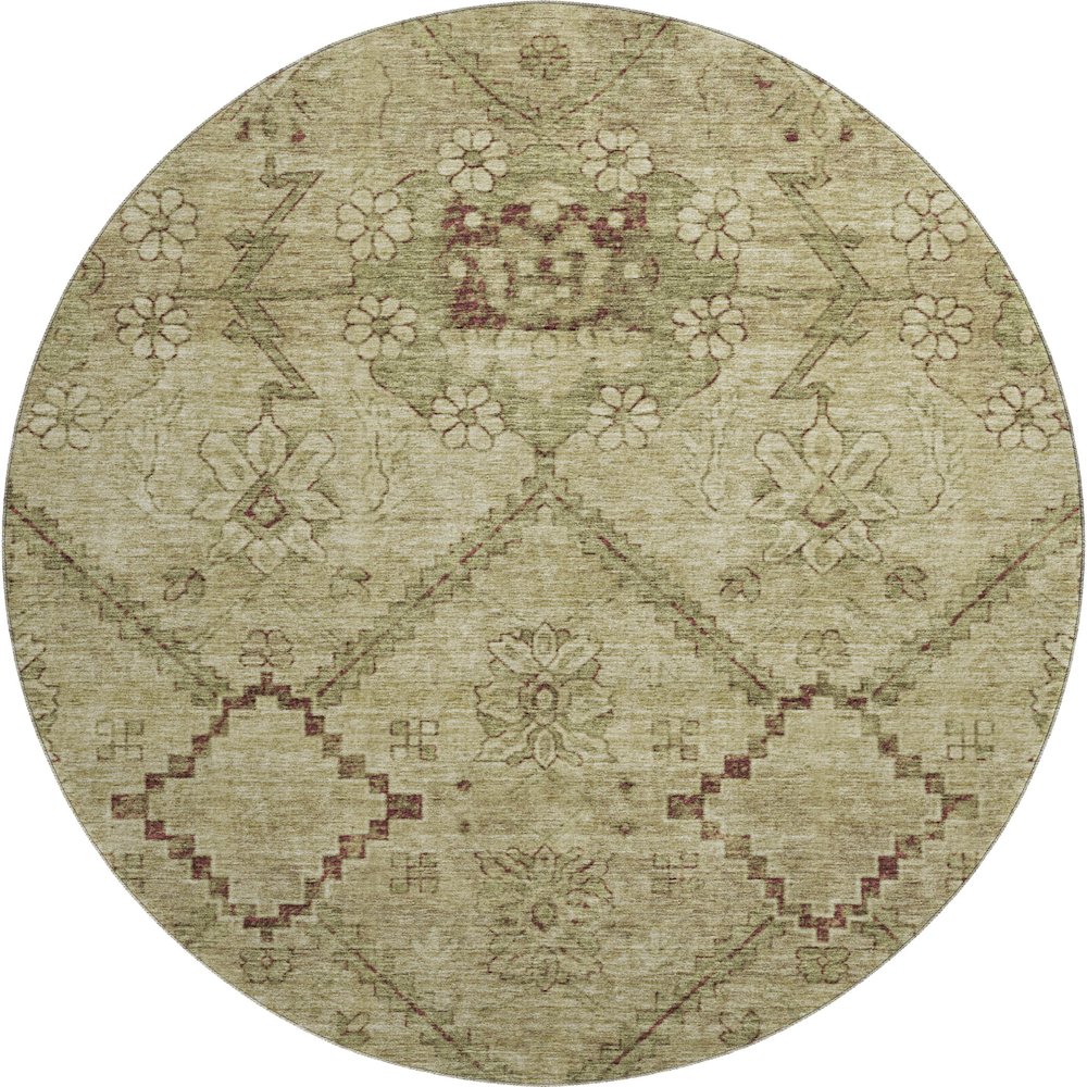 Premium Machine Washable Mayfield AMF842 Brown 8' x 8' Round Rug. Picture 1