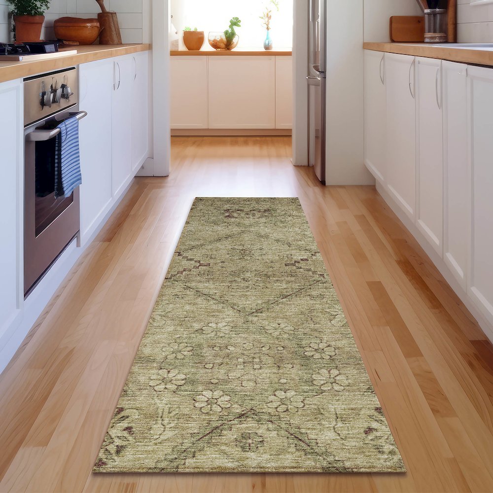Premium Machine Washable Mayfield AMF842 Brown 2'3" x 7'6" Runner Rug. Picture 5