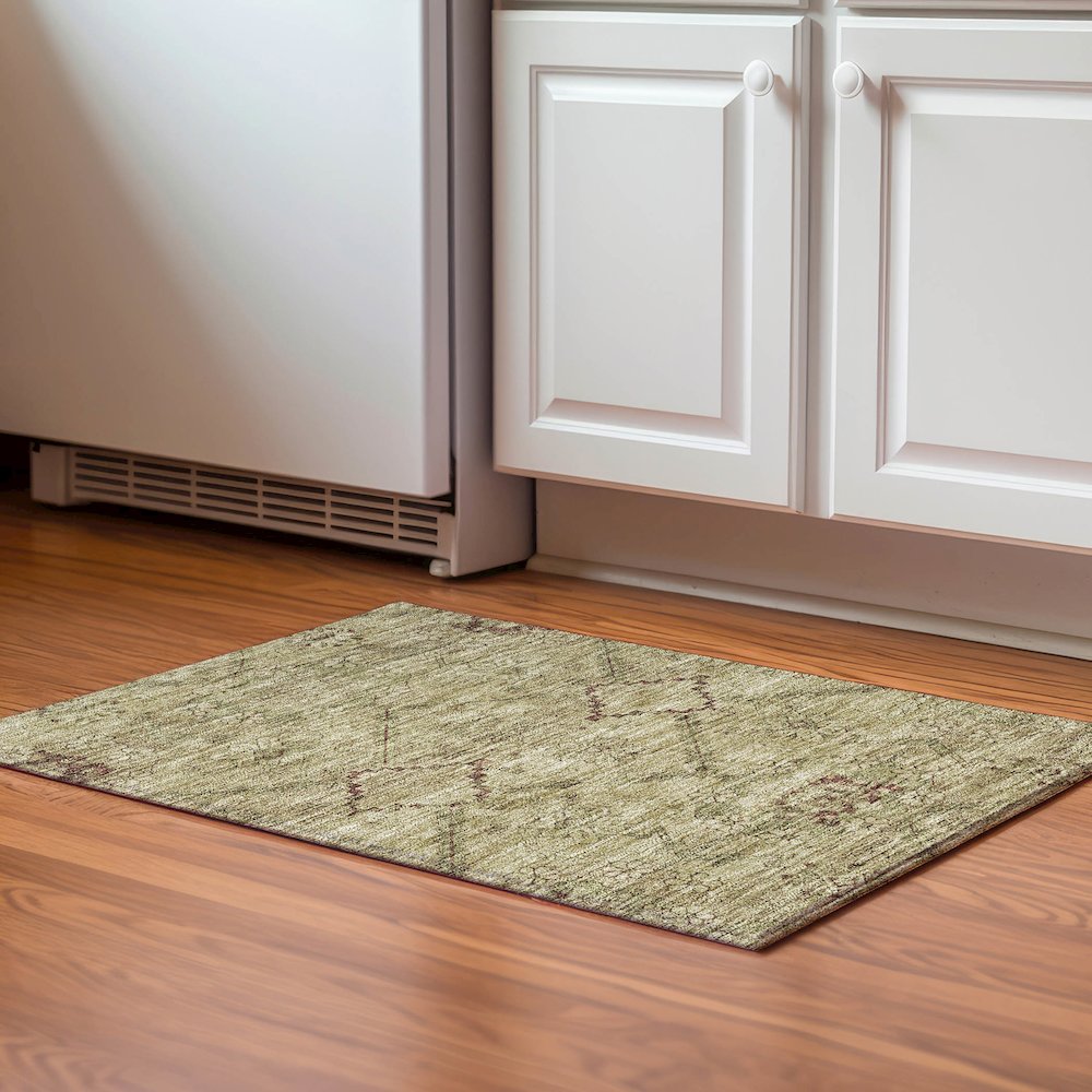 Premium Machine Washable Mayfield AMF842 Brown 1'8" x 2'6" Rug. Picture 5